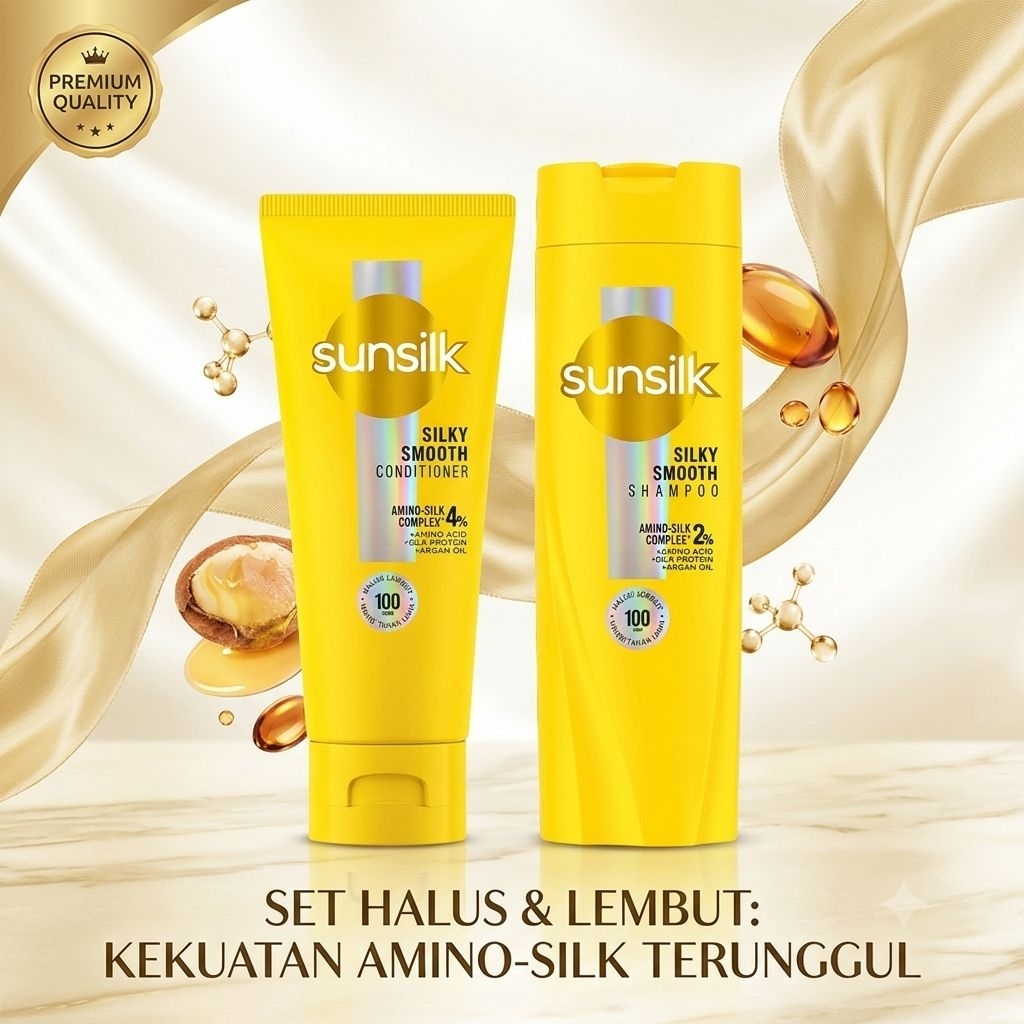 Sunsilk Sampo Silky Smooth Botol Shampoo dan Conditioner