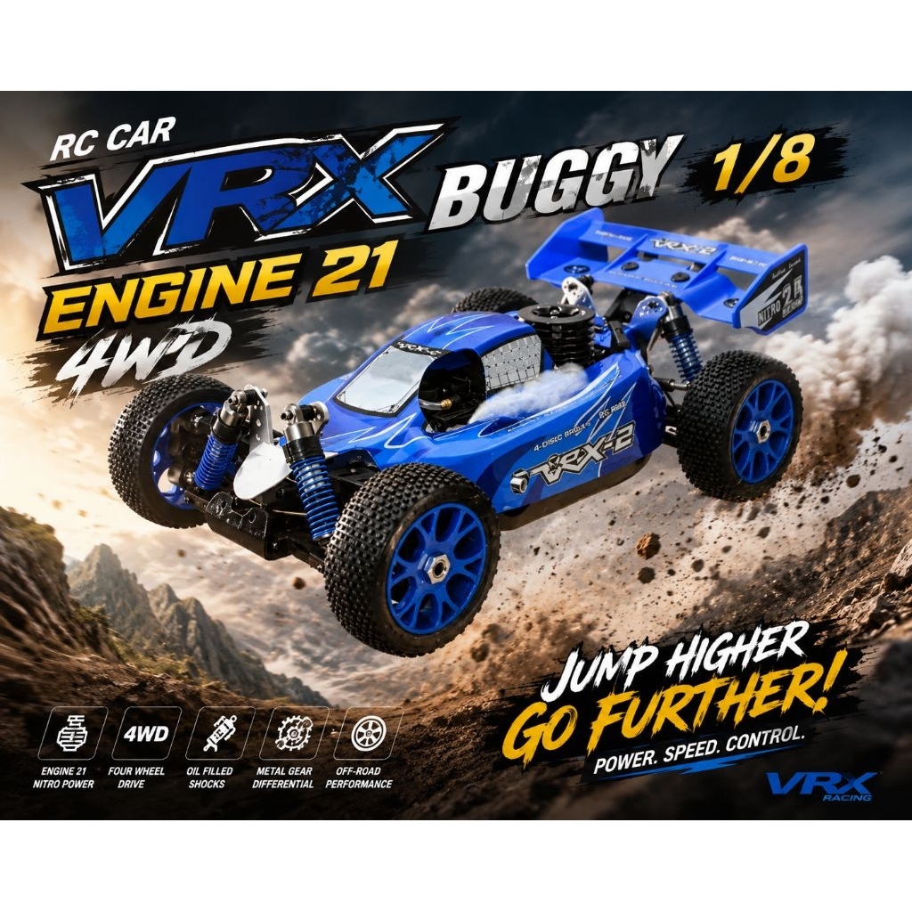 Rc Car 1/8 Nitro Engine VRX Buggy RTR