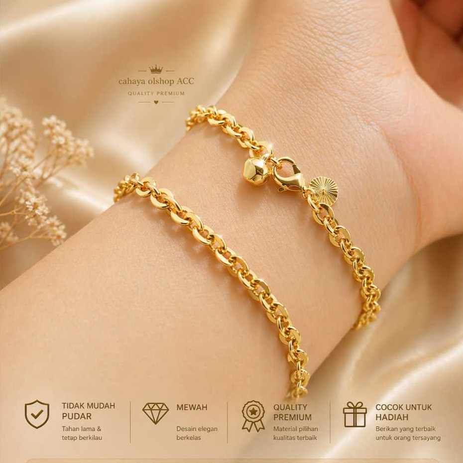 Gelang Christine Titanium Wanita Anti Karat - Perhiasan Gelang Rantai Korean Style Aesthetic - Jewel