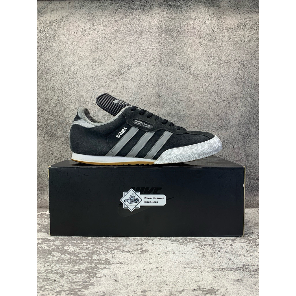 Sepatu Second Casual Adidas Samba Super Black Grey White Size 44 2/3 insole 28,5 cm Original Guarant