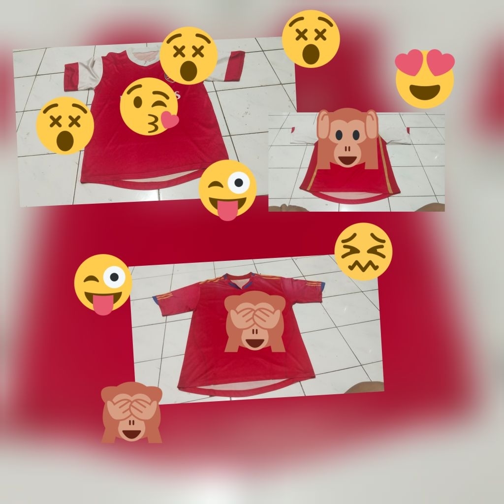 produk lokal semua produk second jersey Arsenal sama Timnas Spanyol Tapi ada minus foto jangan lupa 