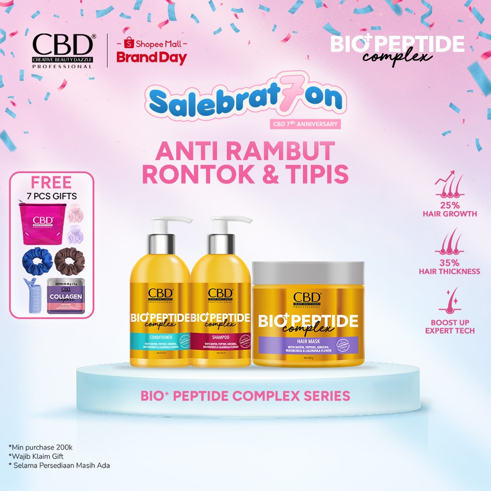 CBD BIO+PEPTIDE COMPLEX Shampoo / Conditioner / Hair Mask for Hair Fall Treatment | Rambut Rontok | 