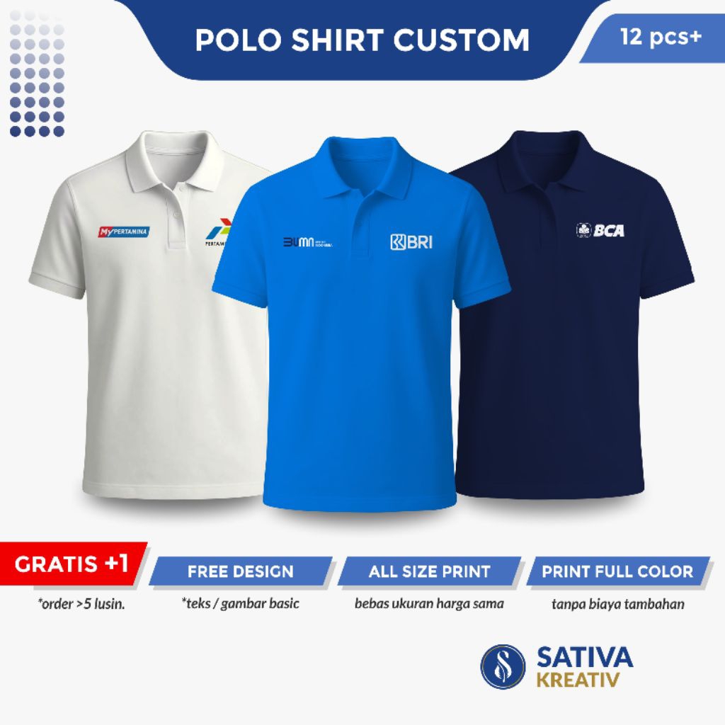 Kaos Kerah Polo Shirt Custom Bordir | Lacoste / Combed