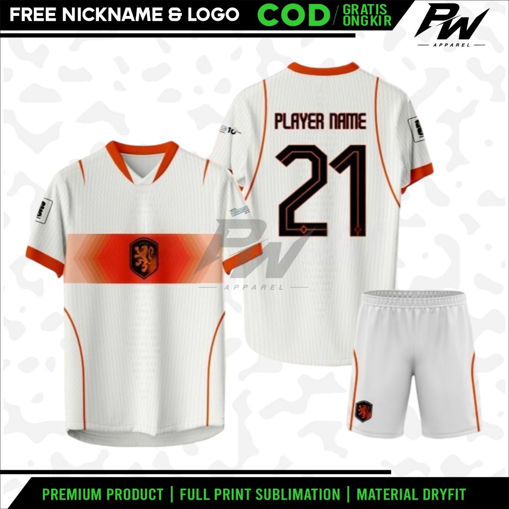 Jersey Timnas Belanda Away 2026 Full Printing Gratis Pasang Nama & Nomor - Sport