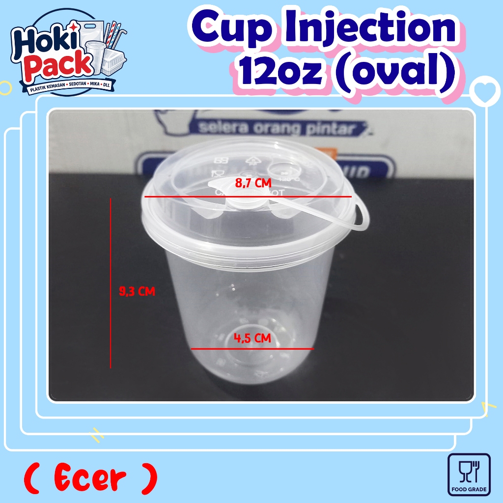 [ECER 1 PC] CUP INJECTION 12 OZ OVAL / CUP INJECTION 380ML OVAL / CUP GELAS TEBAL