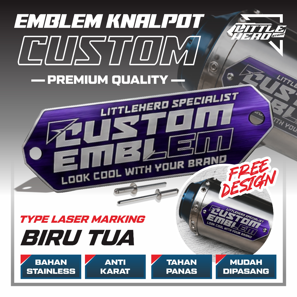 Emblem Knalpot Custom Biru
