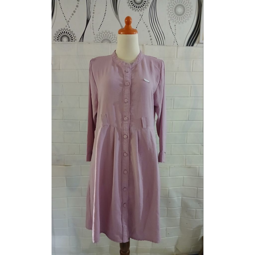 pl long tunik Crinkle lilac ld 100 pb 93 pemakaian wajar minus sedikit berbulu bagian belakang