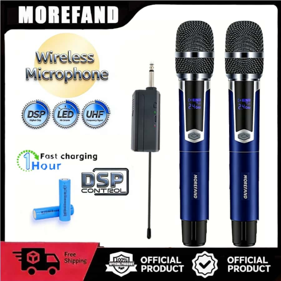 Mikrofon nirkabel microphone Mic Wireless Mic Karaoke Tanpa Kabel UHF Mikrofon Double Digital Mikrof