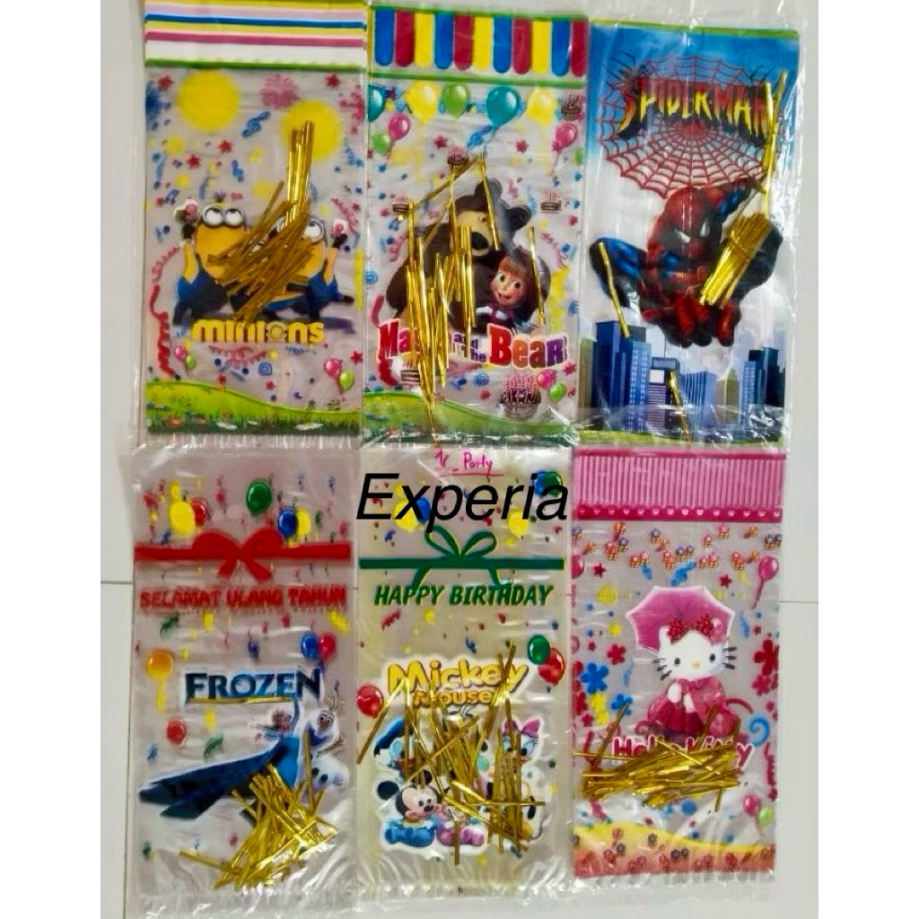 PP Plastik Ulang Tahun Bingkisan Snack Kararter ukuran 17x36 dan 24x36
