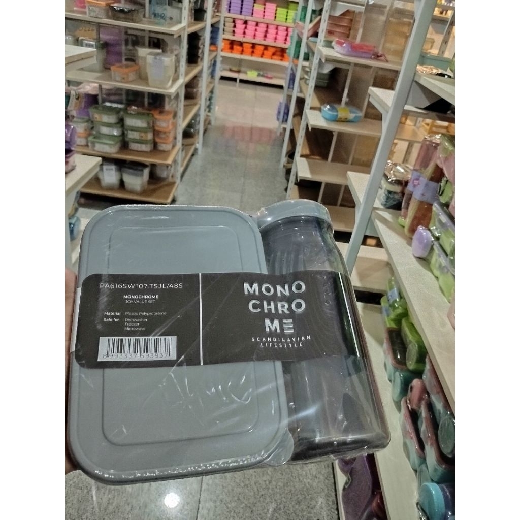 Technoplast Monochrome Uniset Tempat Makan | Lunch Box Set | Kotak Makan Bekal