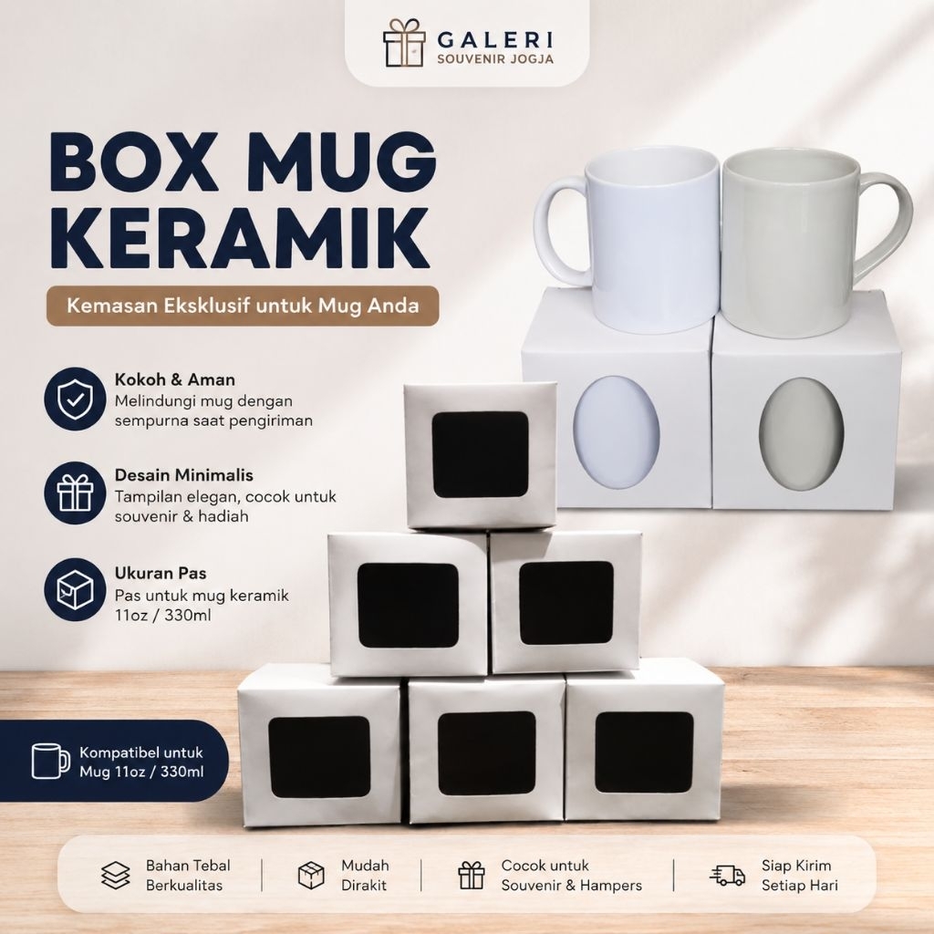Box Mug Keramik | Dus Mug Keramik Putih