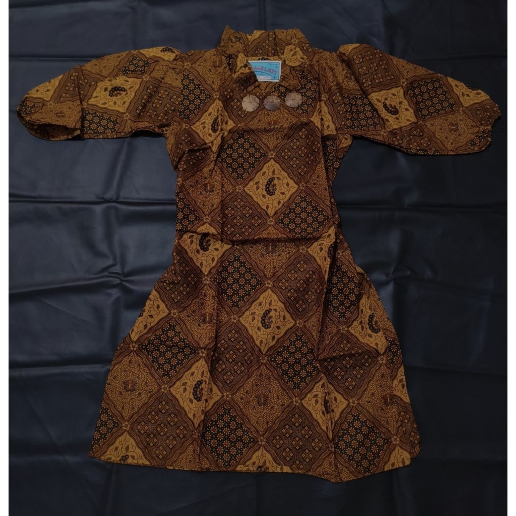 Dress Batik Coklat Elegan Rok Simple