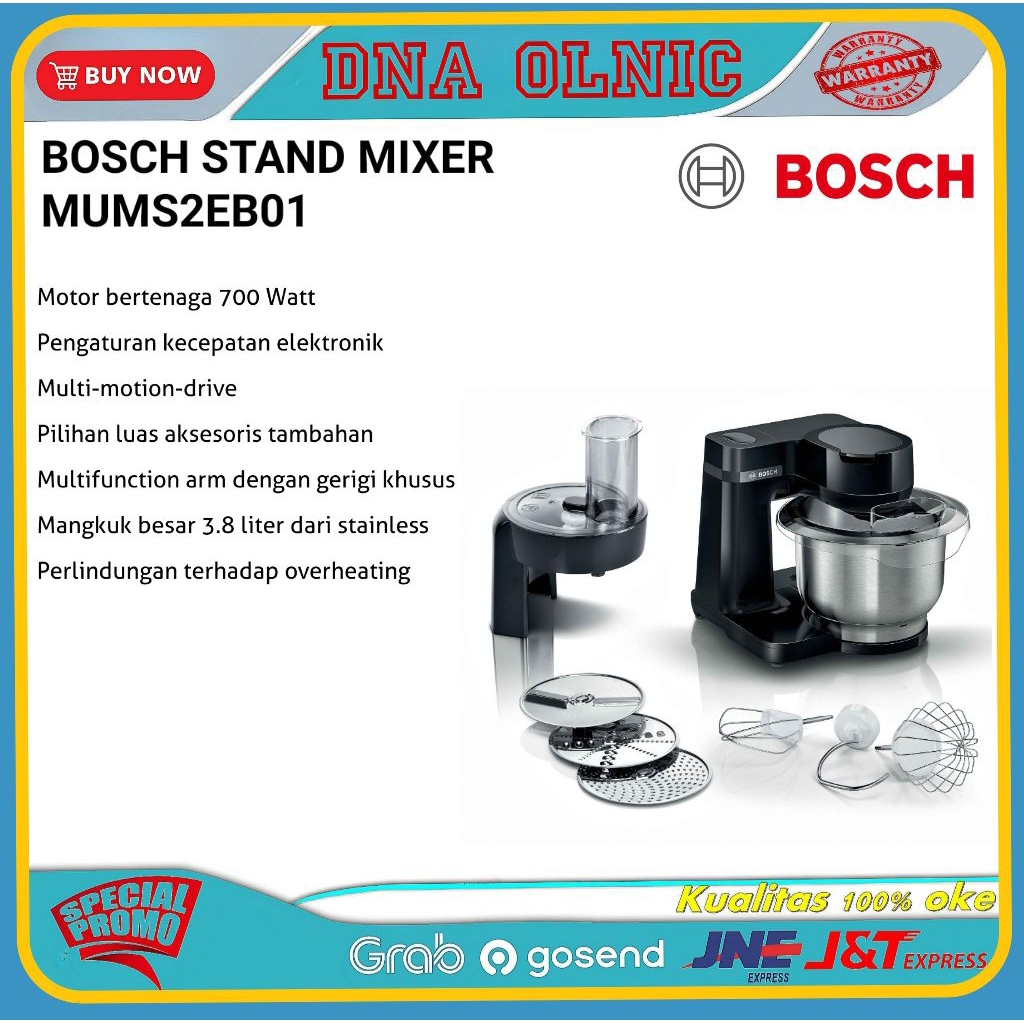 MIXER BOSCH MUMS2EB01 KITCHEN MACHINE BOSCH STAND MIXER MUMS2EB01 HITAM