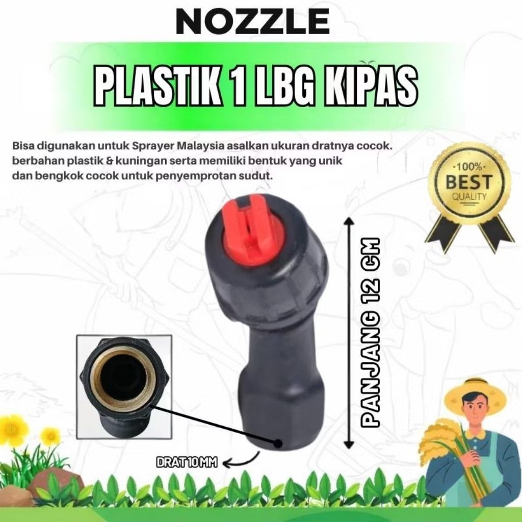 Nozzle Sprayer Kipas Malaysia PB Drat 10 mm