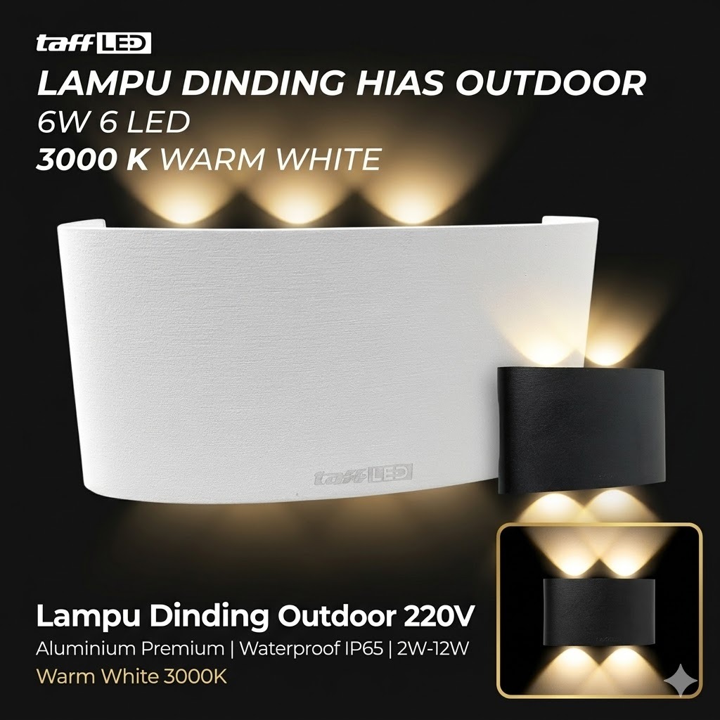 [TNT] Lampu Dinding Hias Outdoor Teras Carport Pagar Aluminium Premium IP65 Waterproof LED 220V - Ta