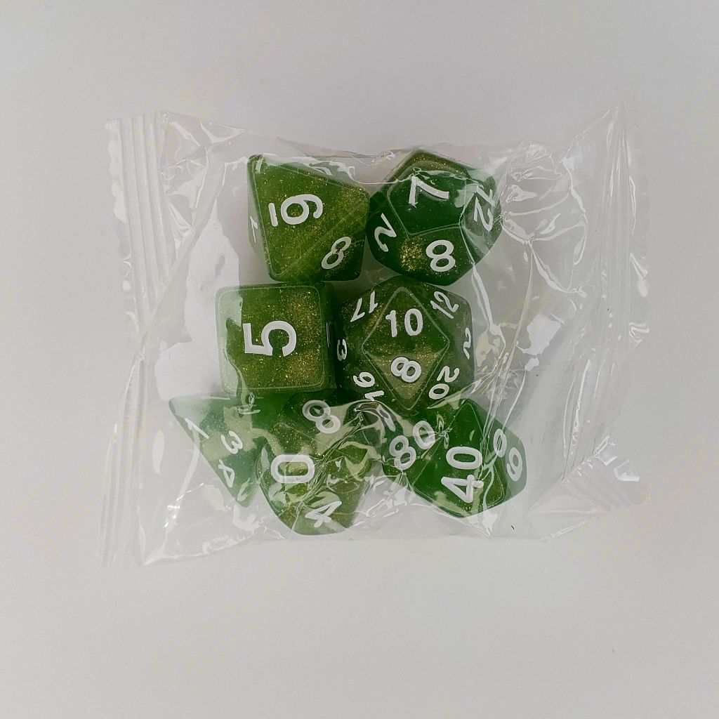 Dadu/Dice DND Polyhedral set isi 7 (Pearl Green)