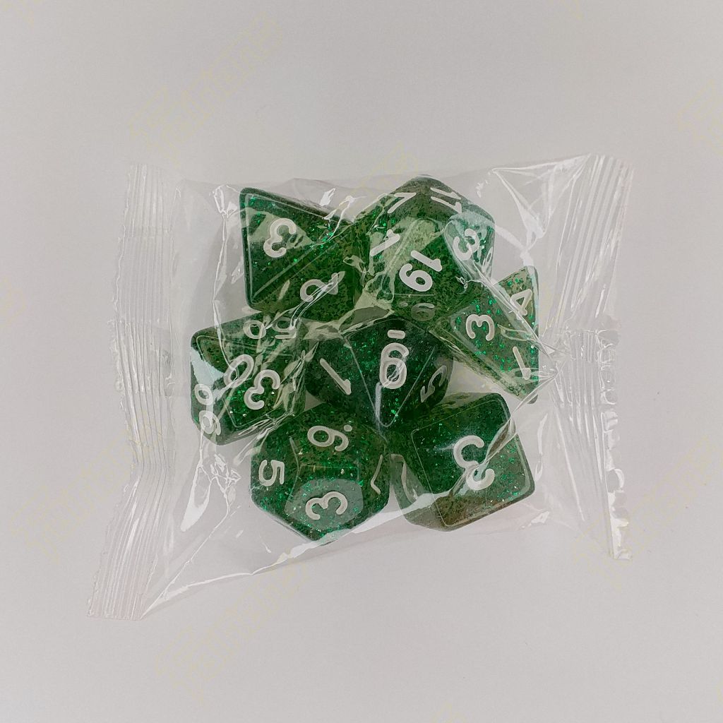 Dadu/Dice DND Polyhedral set isi 7 (Glistening Green)