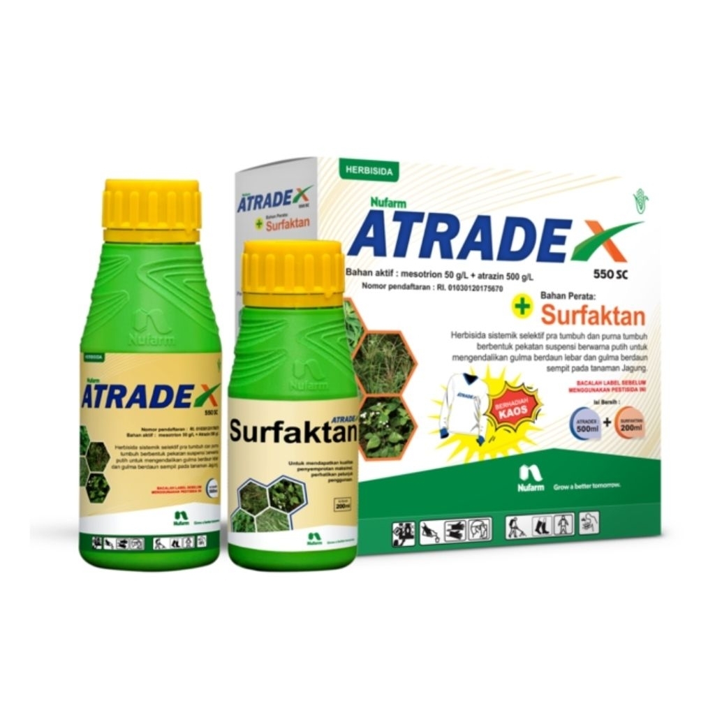 Herbisida Selektif Jagung Atradex 550 SC 500ml + Surfaktan 200ml Bonus Kaos