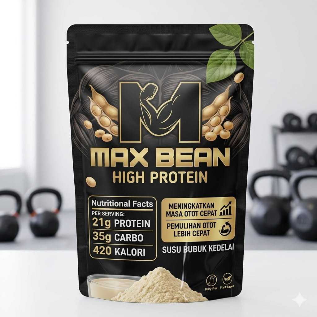 Susu Protein Kedelai Coklat 1KG MAXBEAN PROTEIN Whey Protein 100% Penambah Masa Otot - Whey Protein 
