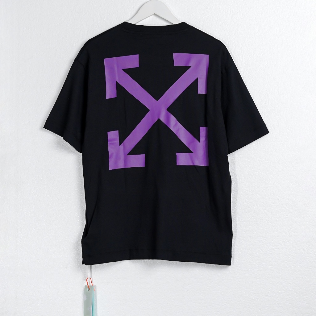Kaos OFF WHITE CARAVAGGIO OPERA PURPLE ARROW BLACK TSHIRT 100% ORIGINAL