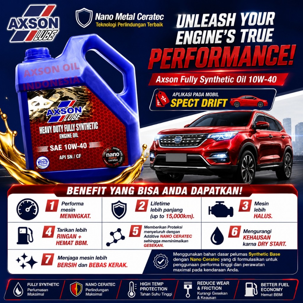 Oli Mobil Axson Fully Synthetic Oil 10W-40 (1 Gallon)