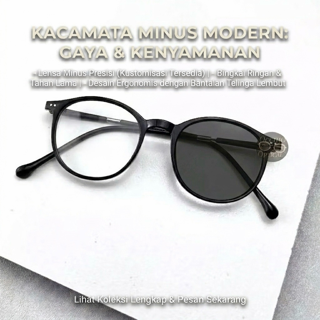 Kacamata Minus Photochromic Pria/Wanita | Frame 2126 Kacamata Anti Radiasi | Kacamata Minus Photochr