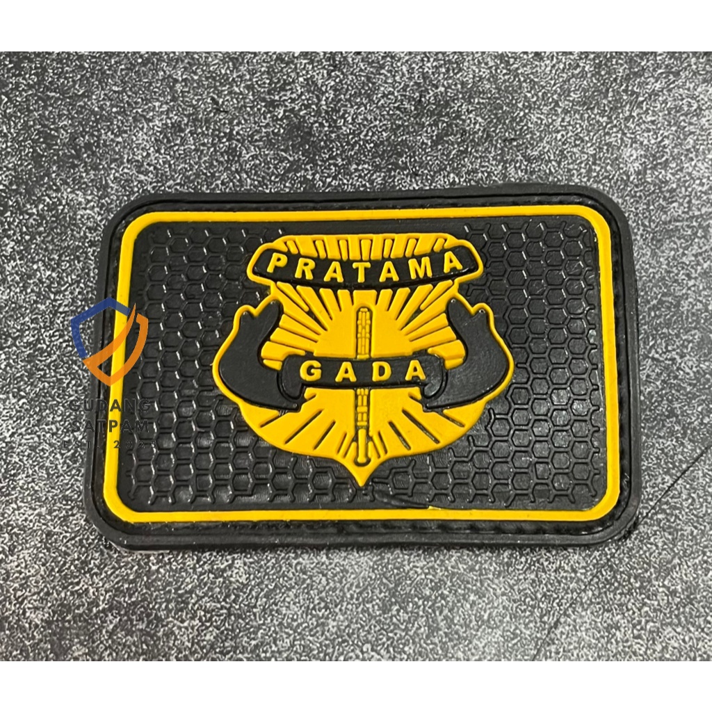 Patch Gada Pratama Satpam (Kotak Logo) - Tempelan Rubber Velcro Satpam Security Gada Pratama Karet