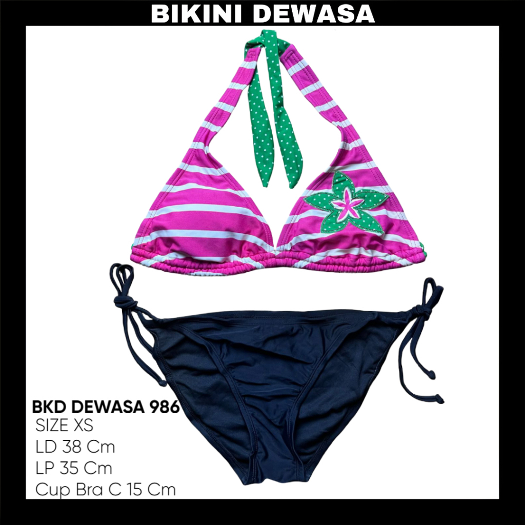 BKD986 LD 38 Cm Size XS Baju Renang Bikini Tankini Bra Swimwear Dewasa Anak Motif Strawberry Lucu Im