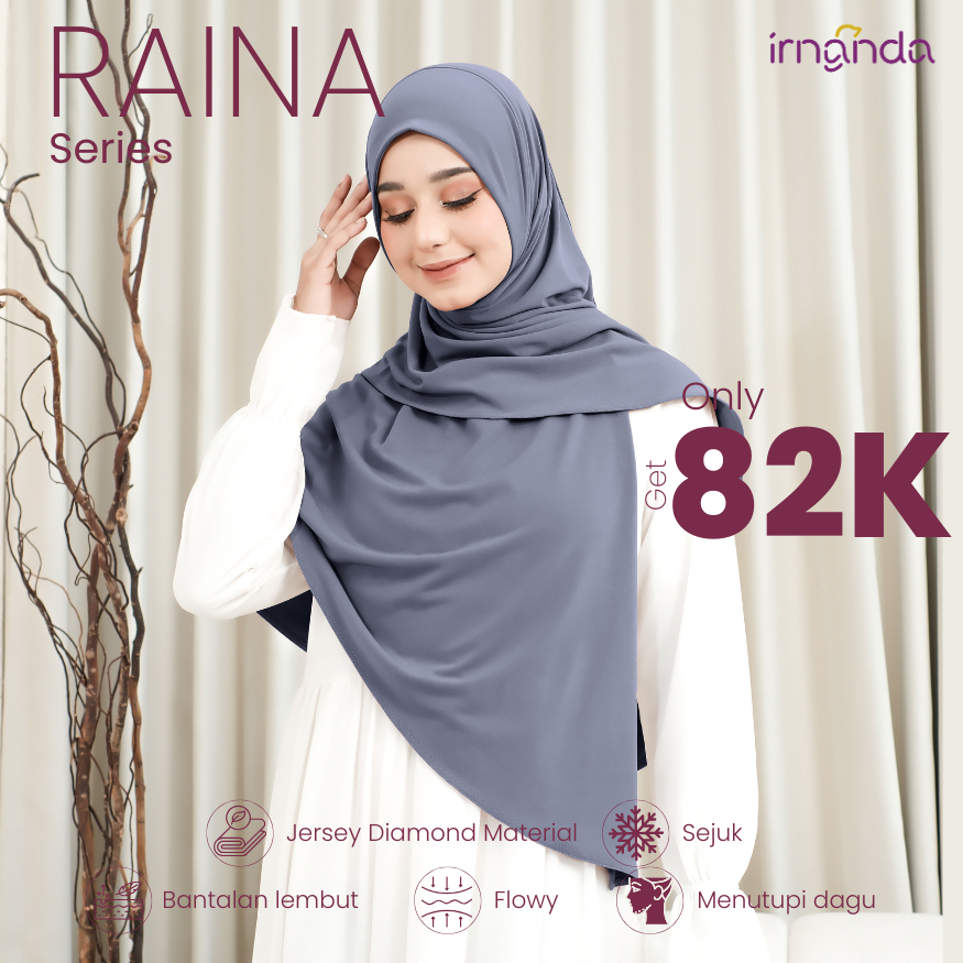 Irnanda Hijab - Kerudung Bergo Jersey Premium |RAINA Series | Abu Tua