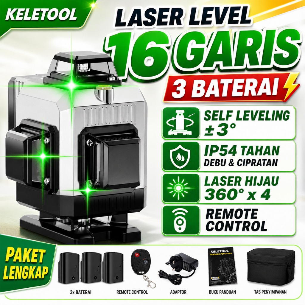 Laser level Sinar UV Multifungsi Level Tingka Alat Perata Laser Laser Bangunan waterpass 4d 16 Line 