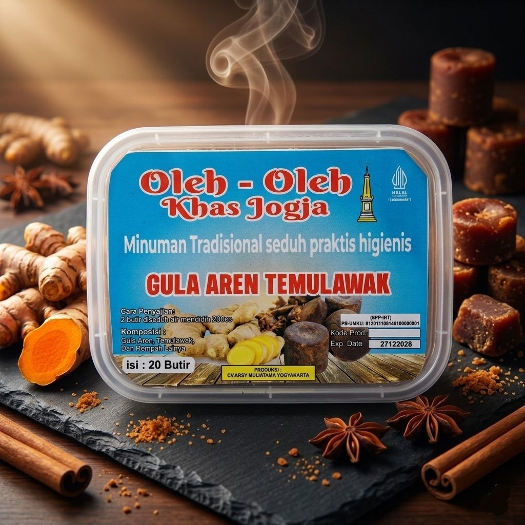 GUJAHE Gula Aren Temulawak – Minuman Herbal Tradisional Khas Jogja Isi 20 Butir