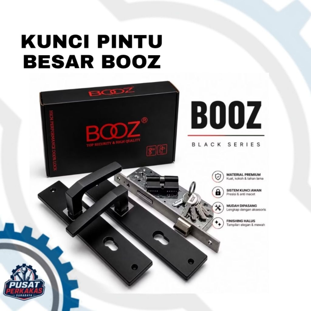 KUNCI PINTU BESAR HITAM BOOZ/ HANDLE PINTU BESAR HITAM BOOZ