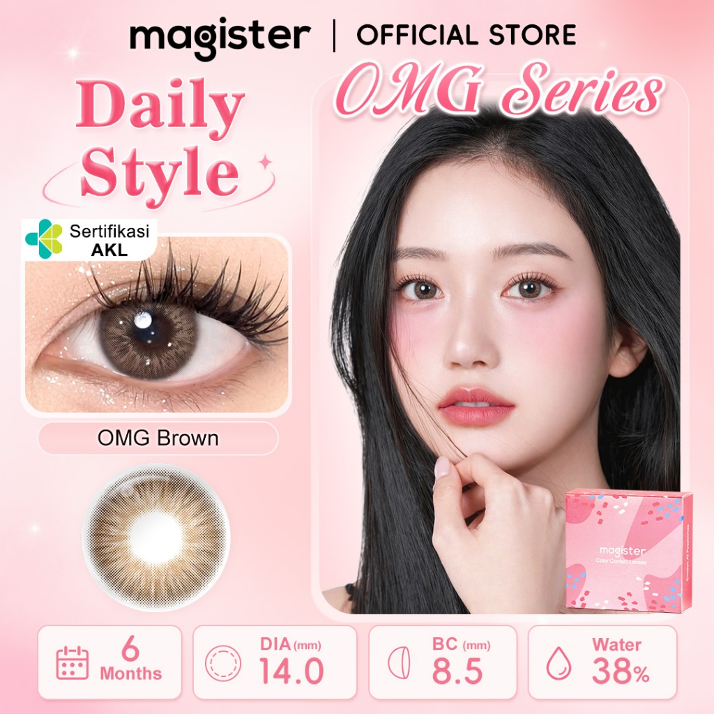 [0.00~-6.00]Magister Softlens Minus OMG Sepasang Lensa Kontak Warna Diameter 14.00mm 6bulan