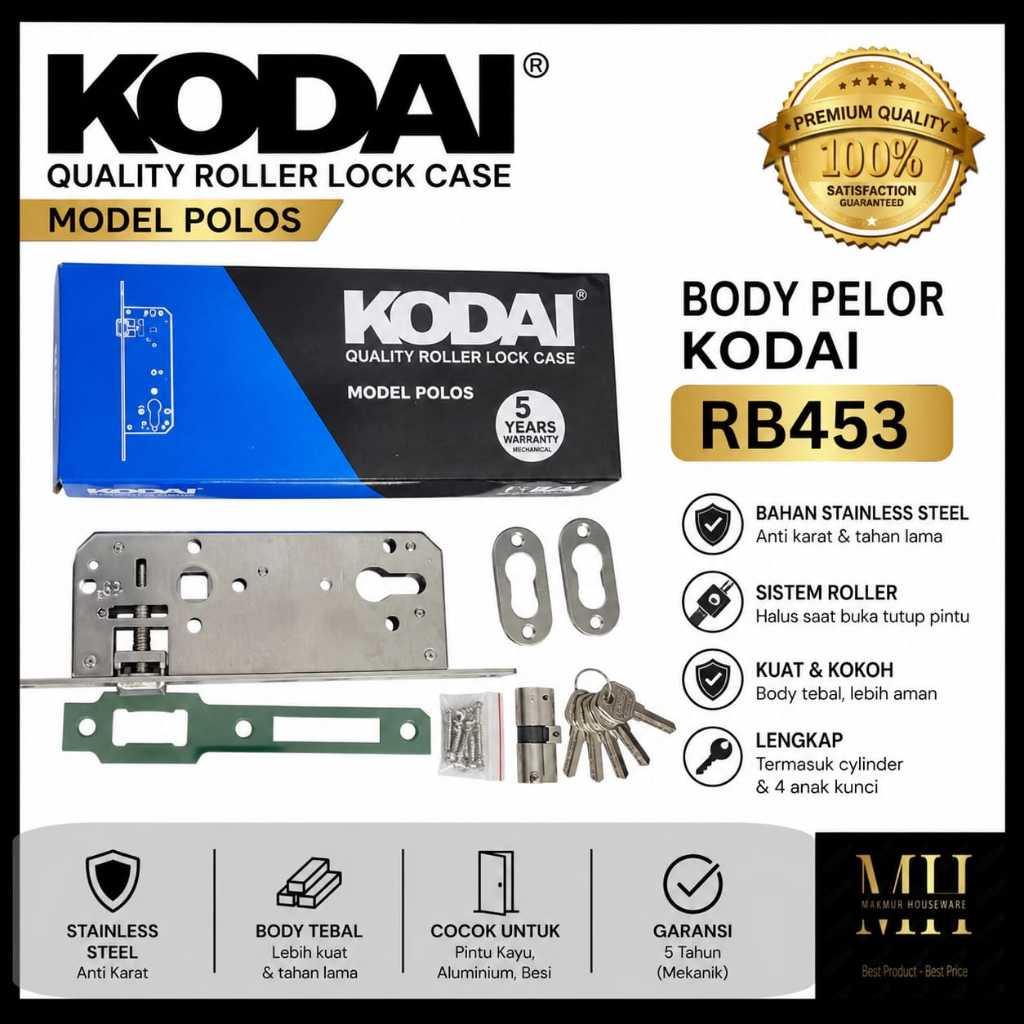 KUNCI BODY PELOR STAINLESS KODAI / BODY PELOR PINTU 2 / BODY KUNCI PELOR BESAR