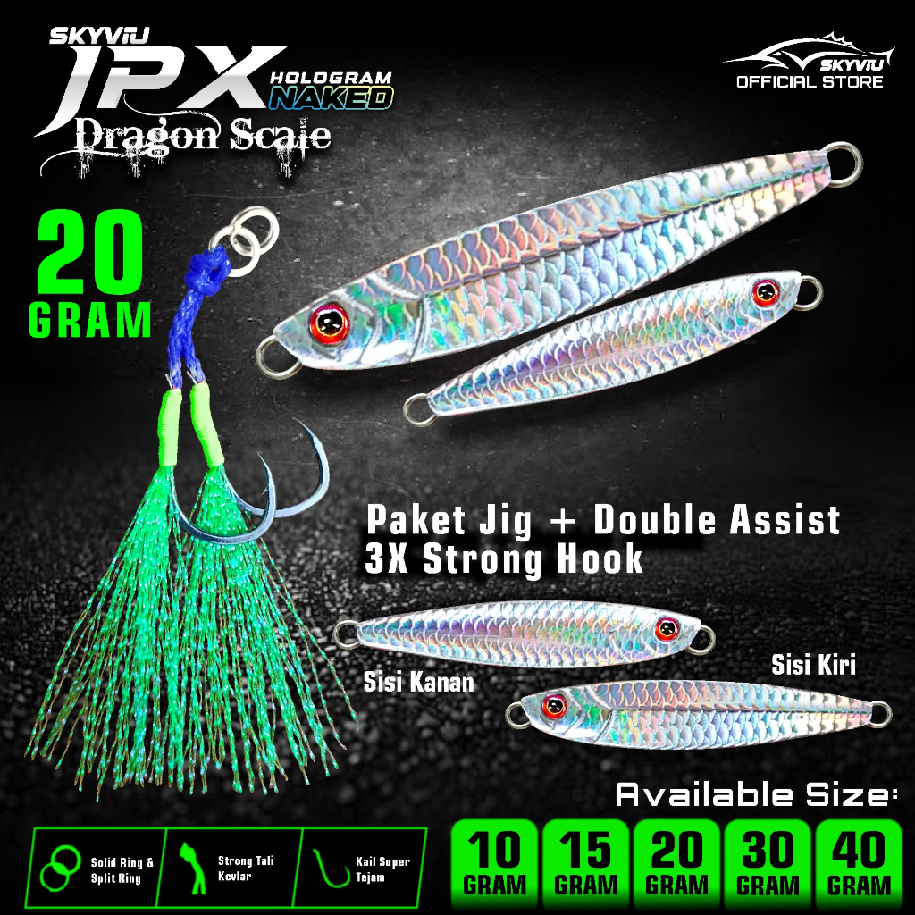 Micro Jig SKYVIU JPX NAKED Set Doubel Asist Ukuran 20 Gram - Umpan Casting Pancing Laut Jig Jigging 