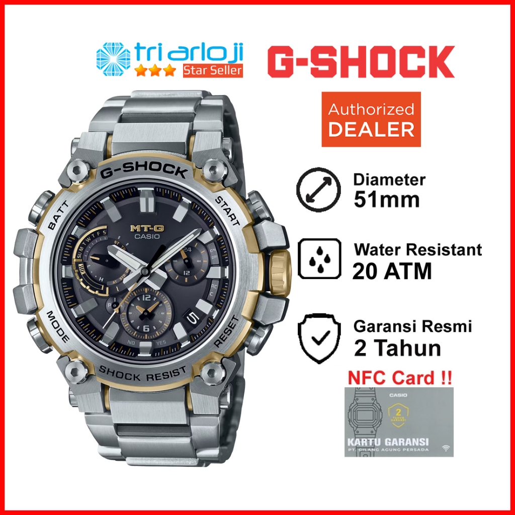 Casio G-SHOCK MTG-B3000D-1A9DR Jam Tangan Pria Analog MTGB3000D Steel GSHOCK MTG-B3000D-1A9 MTG B300