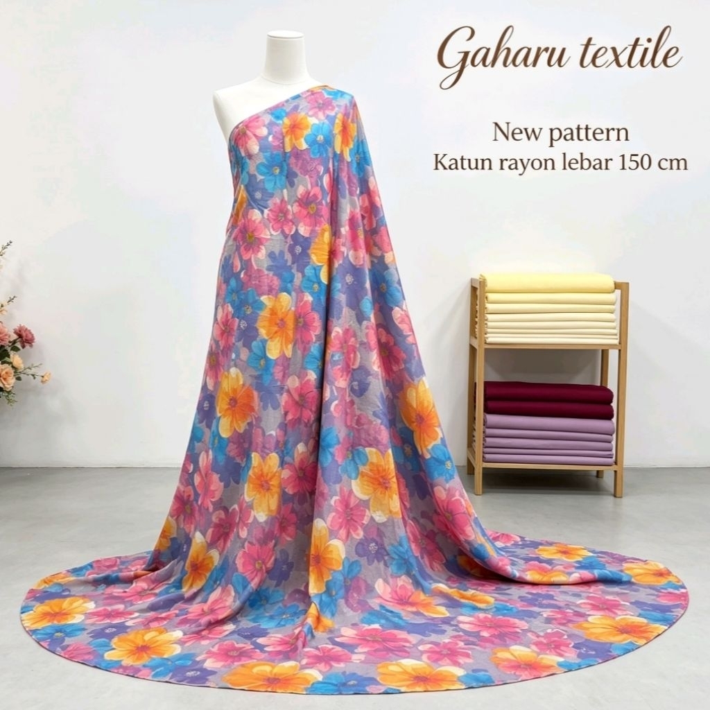 kain katun rayon premium - rayon meteran - rayon motif -
