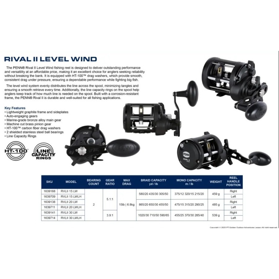 Reel OH Jigging Trolling PENN RIVAL II 15 20 30 LWLH Gulungan Pancing Laut Saltwater Harga best Ril