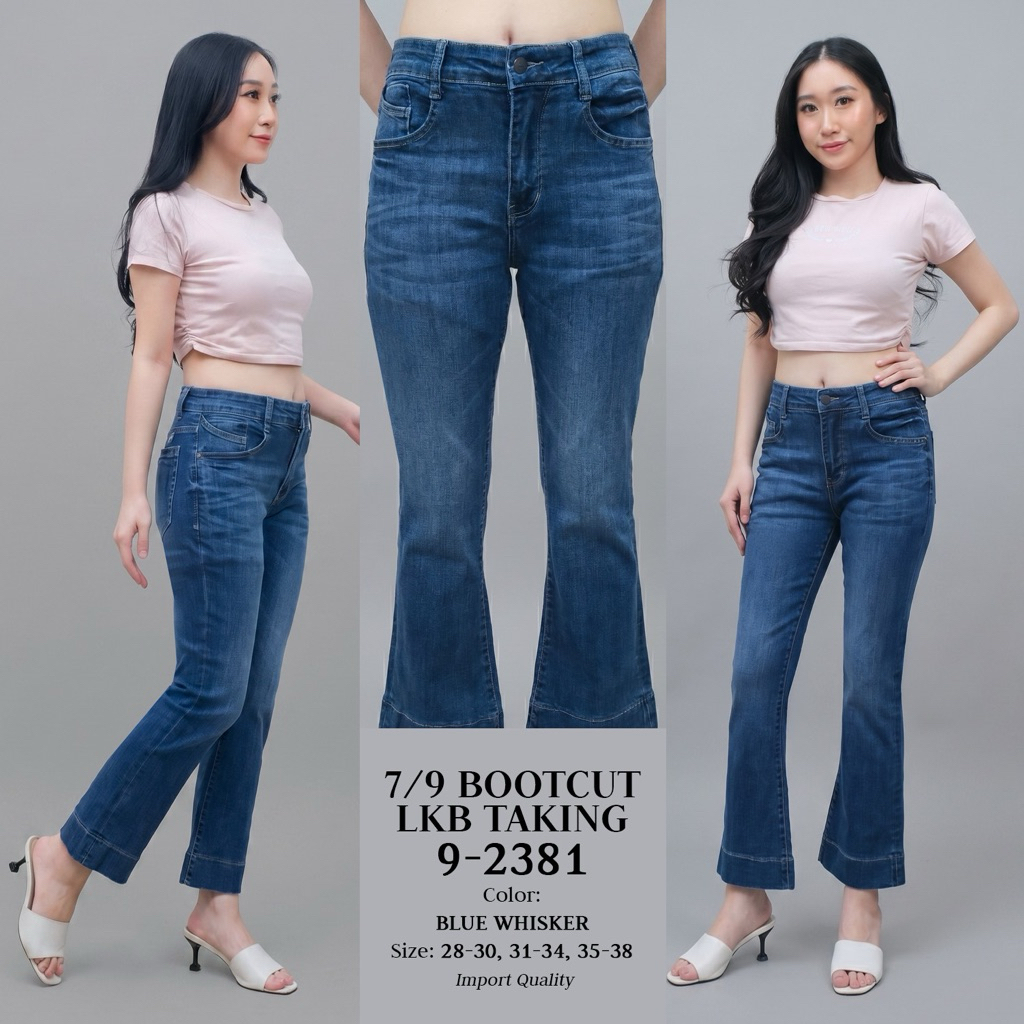 [Evasabrina88]Celana Cutbray Bootcut 7/9  Size 28-34 Blue Black/Garment Bahan Softjeans Stretch Miss