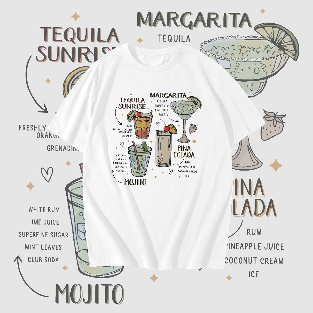 Enola Studio kaos Katun Pria wanita Streetwear Tequila Sunrise