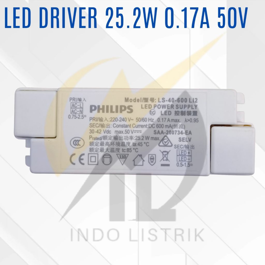 Ballast / Trafo Led Driver Philips Led Driver 25.2w 0.17A 50v Philips Led Driver 25.2w 0.17A 50v