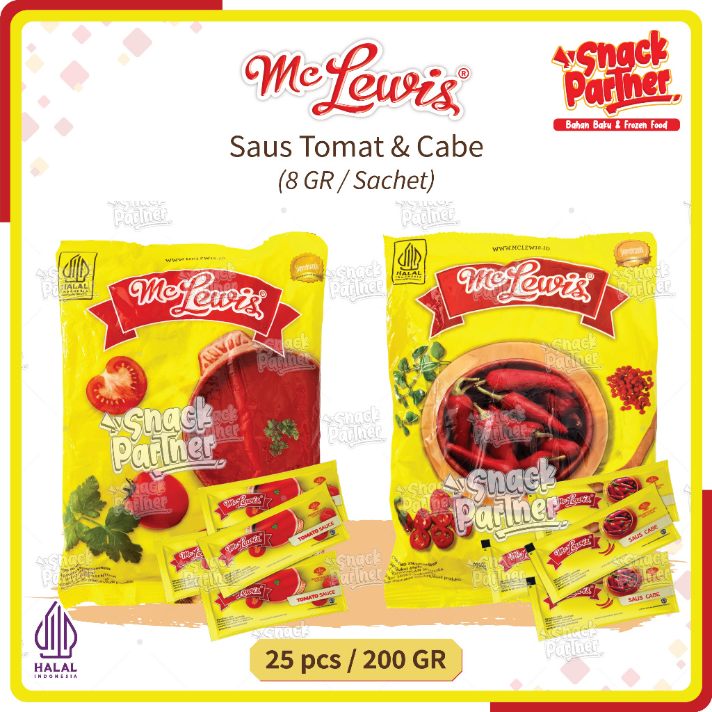 Saos MC LEWIS 25 PCS / SACHET 8 GR - MCLEWIS Saus Sambel Sambal Cabe Chili Extra Hot Pedas Tomat Ket