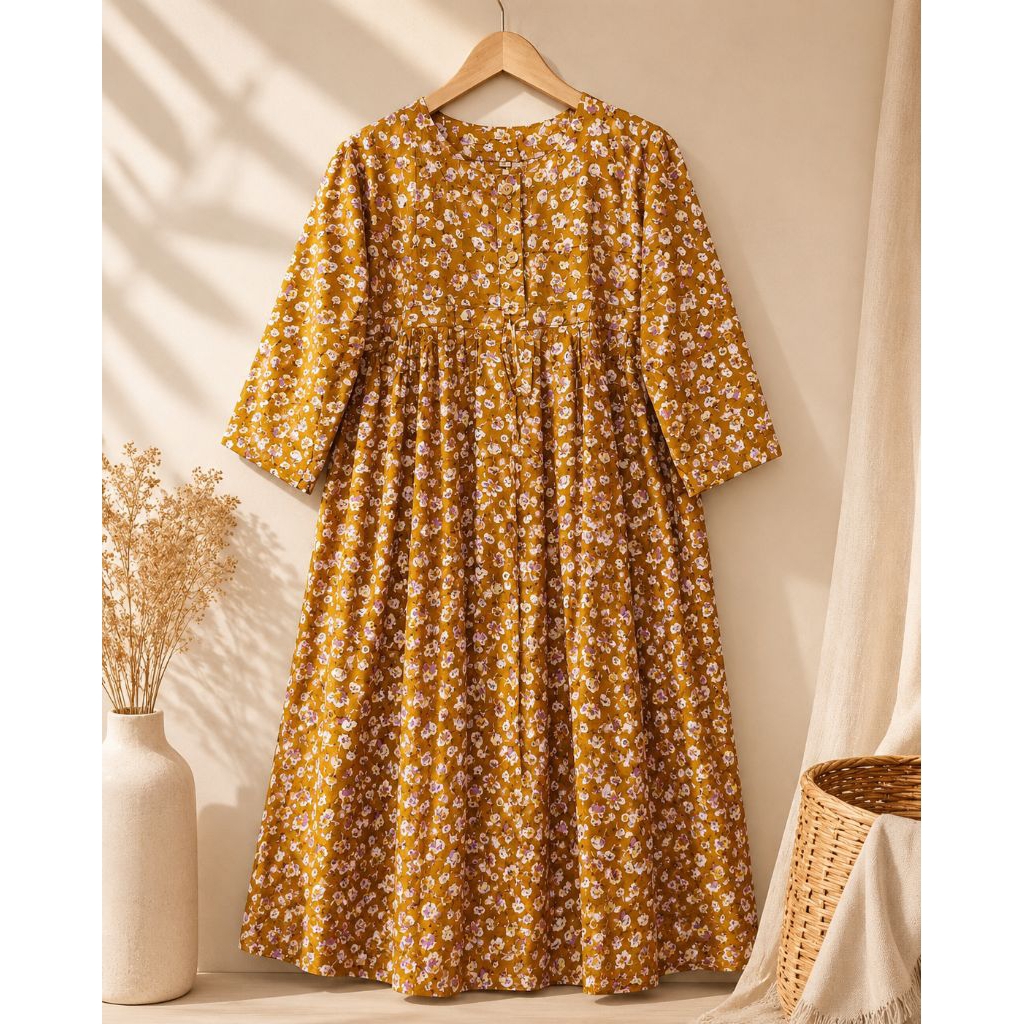 Daster anak serut umur 3 4 5 6 7 8 9 10 11 12 tahun remaja muslim lengan panjang baju gamis harian