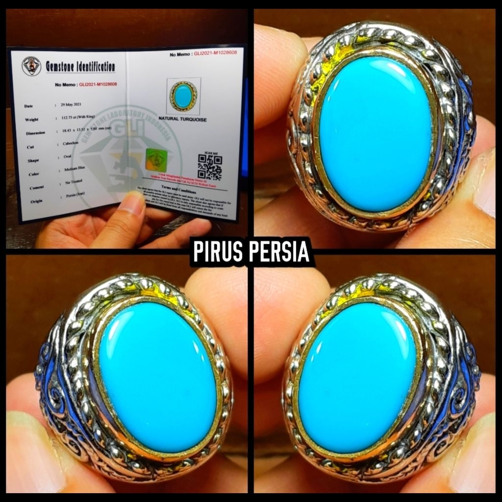 cincin batu pirus polosan asli 100% tambang iran persian