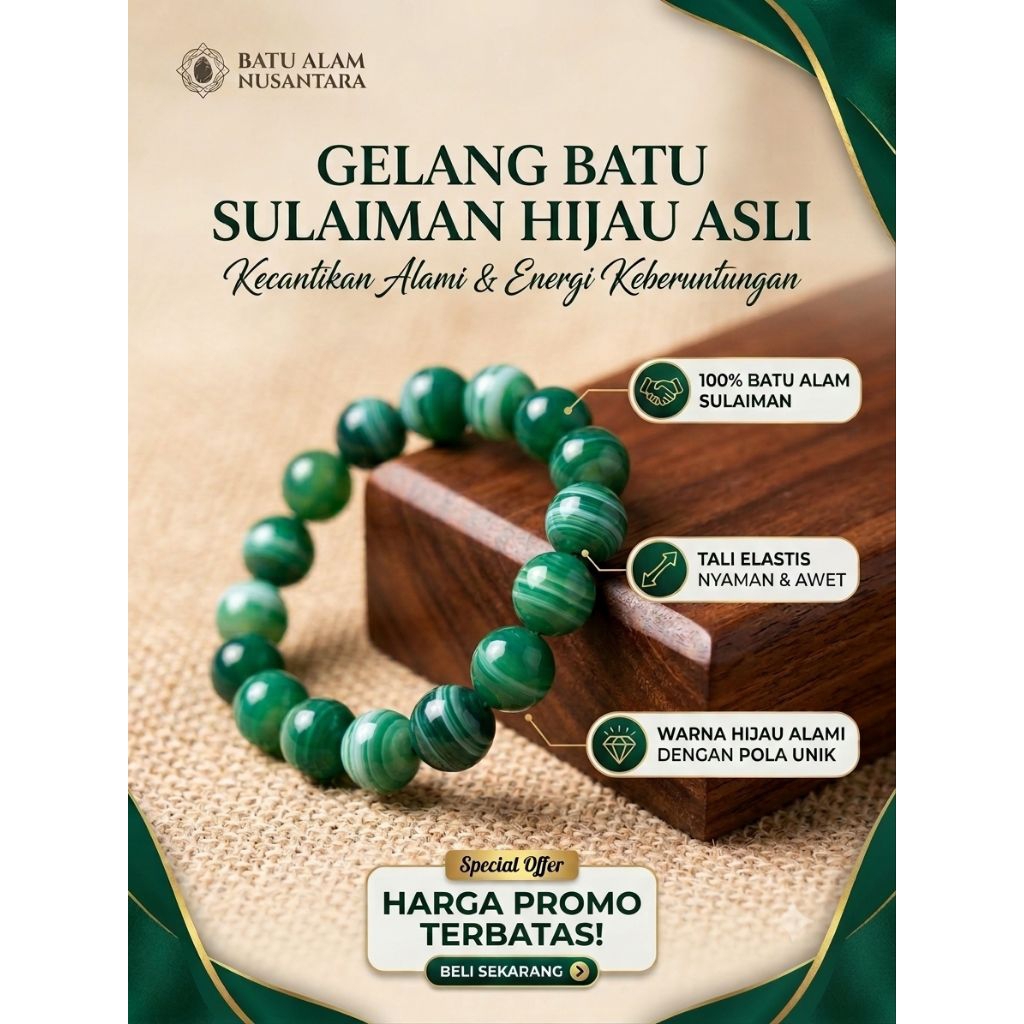 gelang elastis sulaiman hijau natural