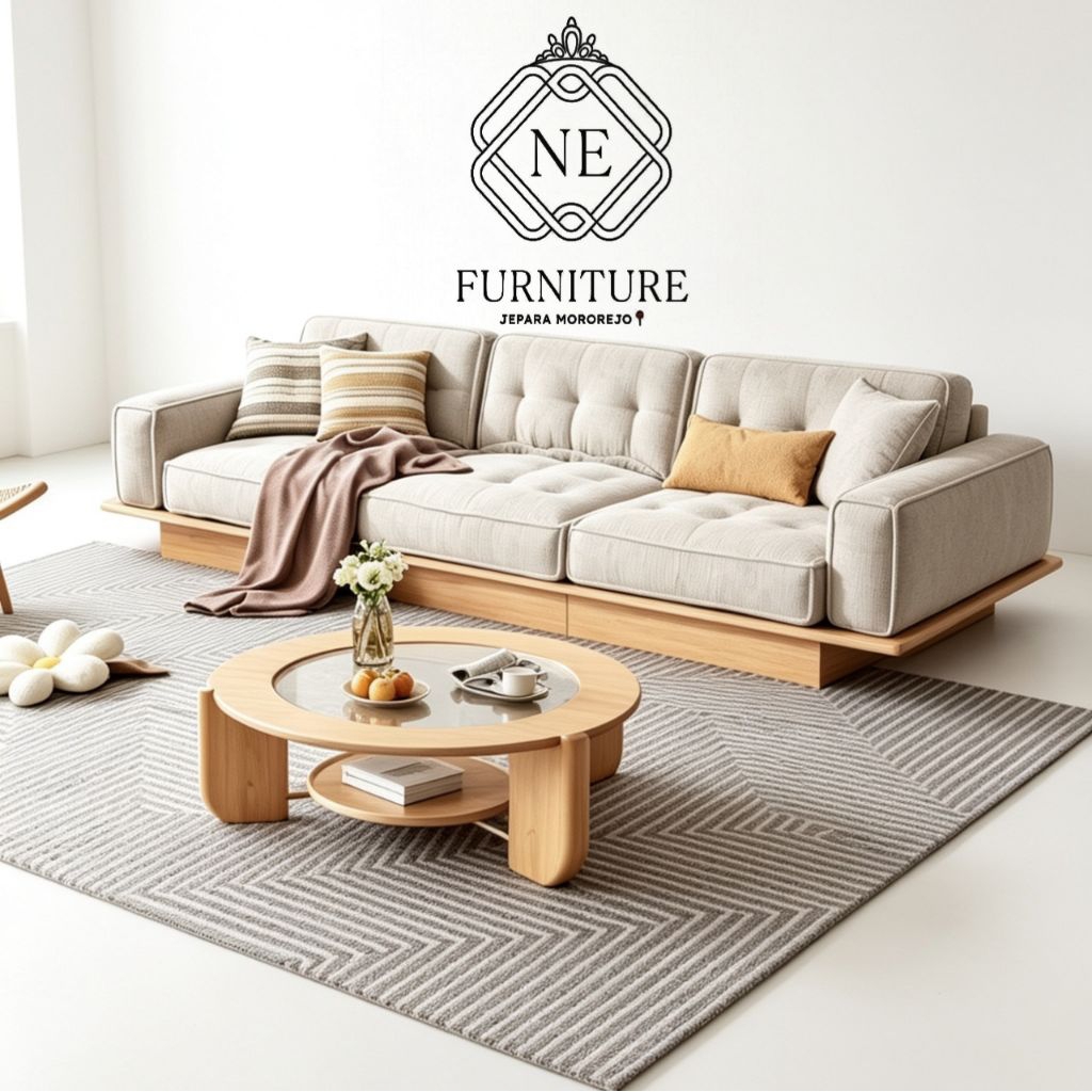 Sofa Tamu Minimalis Jepang Lesehan Kursi Tamu Jepang Lesehan +Meja Minimalis Kayu Jati
