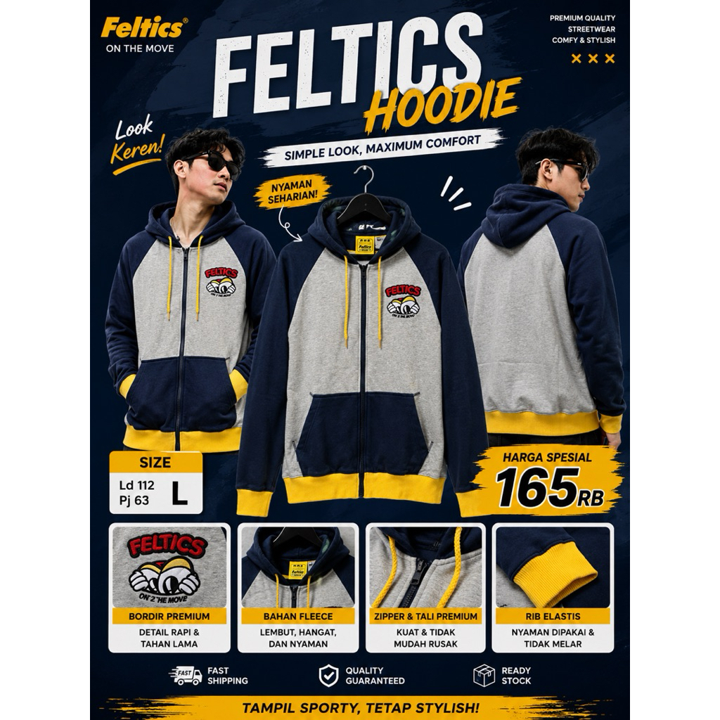 hoodie Feltics ori full tag size on pict fnf sb mksr