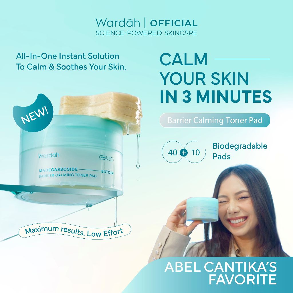 NEW! Wardah Toner Pad Madecassoside Ectoin Barrier Calming 50 pads / 100 ml - Untuk Semua Jenis Kuli