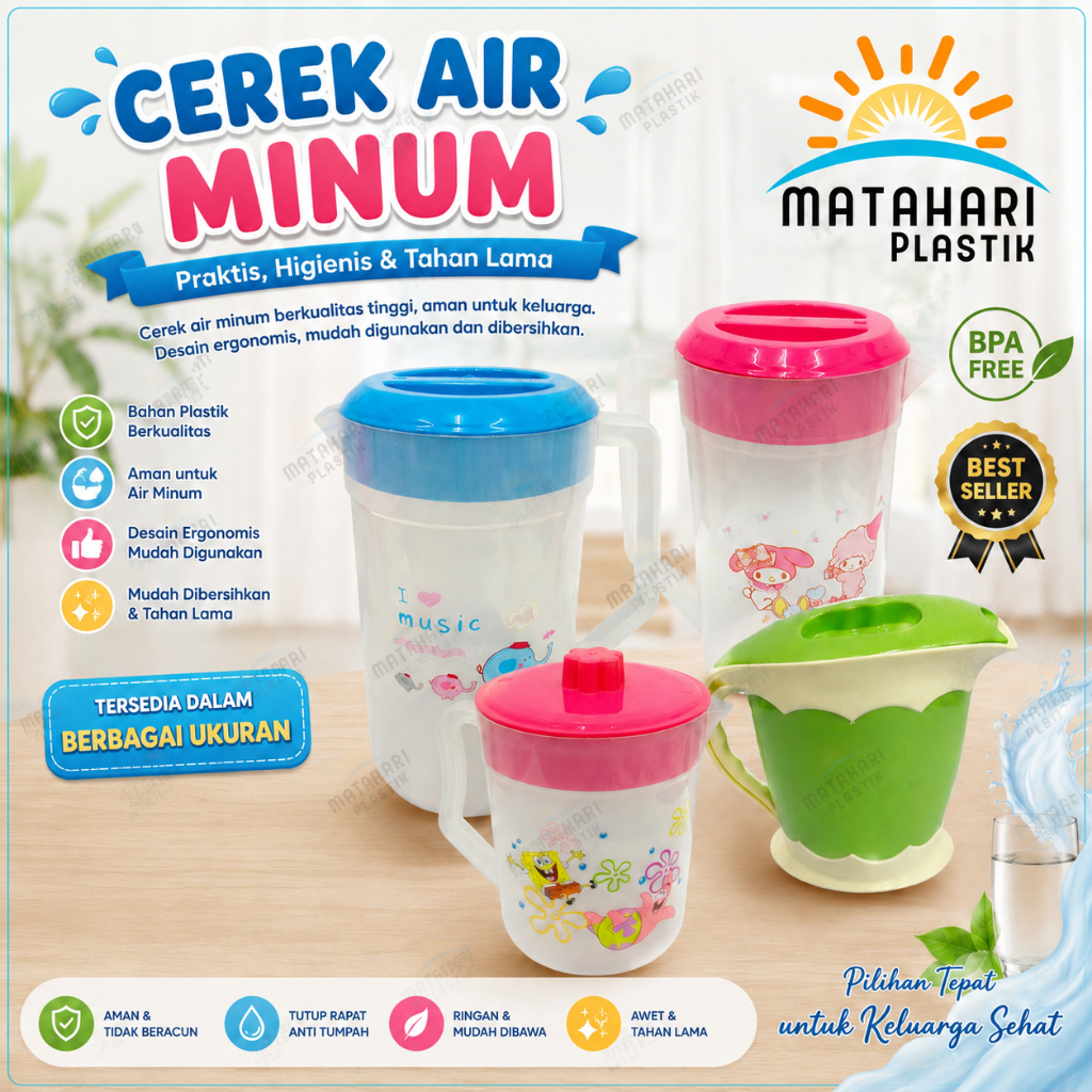 Water jug/Cerek Plastik/Teko Plastik/Cerek Mini/Cerek Sedang/Cerek Jumbo