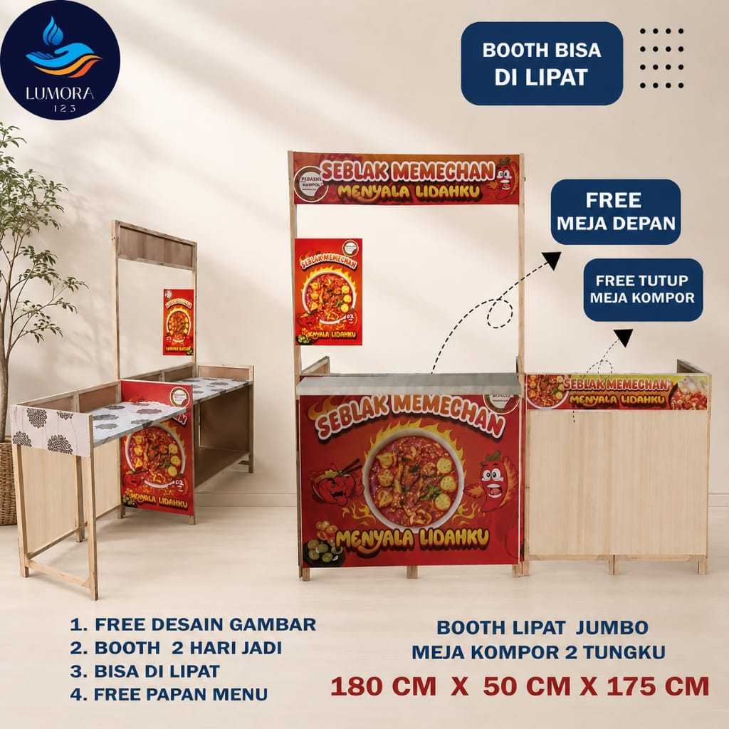 Booth Jualan Jumbo 2 Tungku | Meja Lipat Portable | Booth Makanan